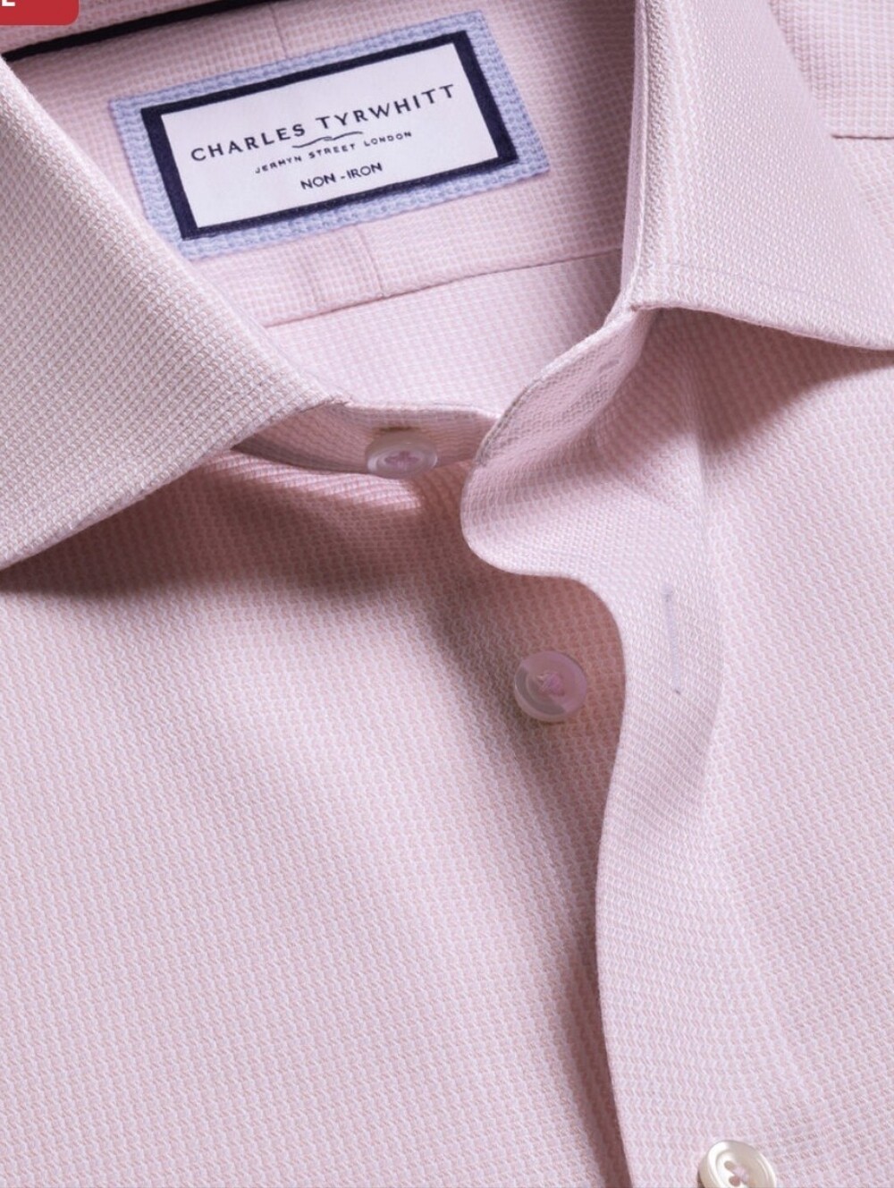 Charles Tyrwhitt Non-Iron Stretch Burlington Weave Shirt - Pink 15.5/32